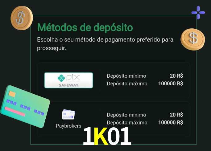 O cassino 1K01 oferece uma grande variedade de métodos de pagamento
